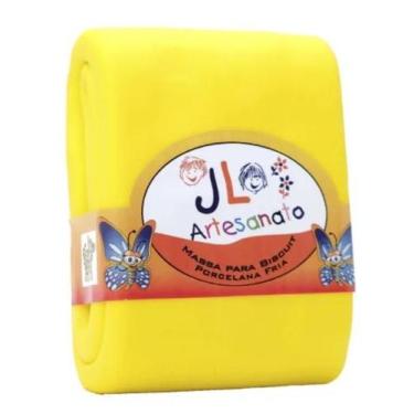 Imagem de kit 02 Massas de Biscuit JL Artesanato Colorida ou Branca 90g, Amarelo
