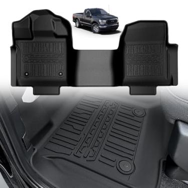 Imagem de TripleAliners Tapetes de chão para todos os climas, compatível com Ford F150 2015-2024 2025, acessórios de cabine regular, forro TPE de 1ª fileira para banco com piso de vinil, 1 peça