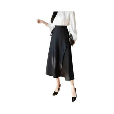 Imagem de Saia Midi Assimétrica Elegante De Início De Outono Com Bainha Larga Em