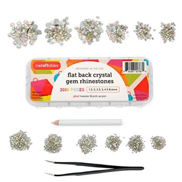 Imagem de Incraftables Strass de cristal sortido (2000 peças). Melhor cristal AB sortido strass transparente grande e pequeno (1,5 mm-6 mm). Pedras traseiras planas de prata a granel para artesanato, roupas