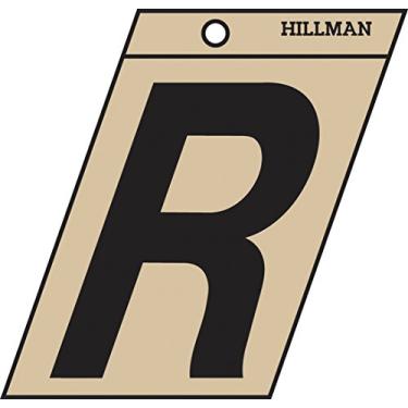 Imagem de Hillman 839434 Sinal autoadesivo com corte angular letra R de 8,3 cm, dourado e preto Mylar, 9 x 7 cm, 1 placa