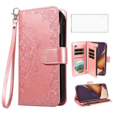 Imagem de Asuwish Capa para celular Samsung Galaxy Note 20 Ultra 5G com protetor de tela de vidro temperado suporte para cartão Note20 Plus Notes 20Ultra Note20+ U + 20+ Twenty Not S20 ouro rosa