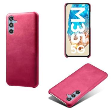 Imagem de Capa para Samsung Galaxy M35 5G,Proteção contra quedas,Casca de volta de cor sólida simples,Design de couro de imitação de plástico-Rose
