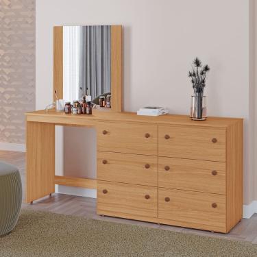 Imagem de Cômoda Penteadeira Marília 100% MDF Tuboarte 6 Gavetas e Espelho