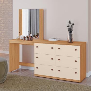 Imagem de Cômoda Penteadeira Marília 100% MDF Tuboarte 6 Gavetas e Espelho
