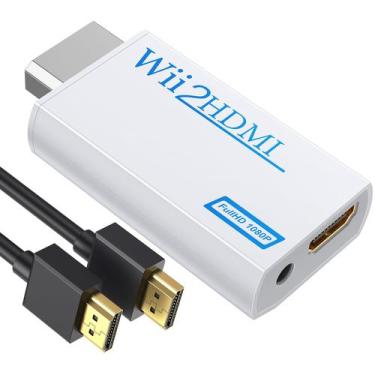 Imagem de Adaptador conversor Wii para HDMI GANA 1080p com cabo HDMI branco