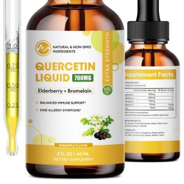 Imagem de (Pacote com 2) Gotas líquidas de quercetina 140 ml - 700 mg com bromel