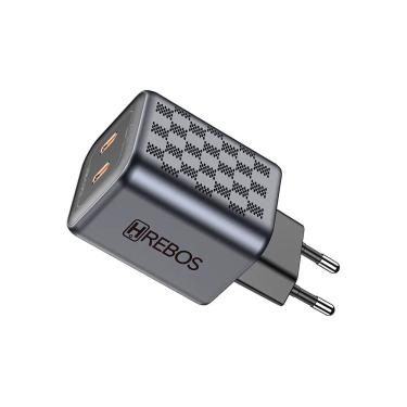 Imagem de Carregador Smart Hrebos Crg-218 Turbo 45w Dual Usb-c Preto