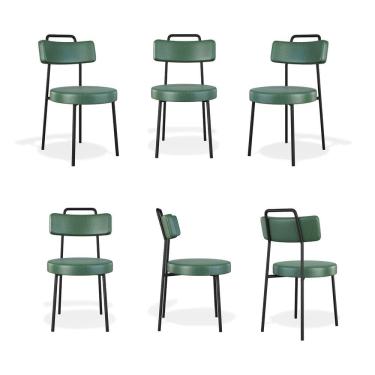 Imagem de Conjuto 6 Cadeiras Fixa Ster Escritório Courino Verde - Vallisa Decor