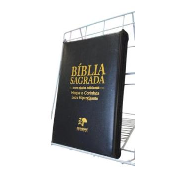 Imagem de Bíblia Sagrada Com Ajuda Adicionais, harpa e corinhos com ziper- LETRA