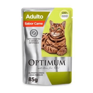 Imagem de Ração Úmida Optimum Sachê para Gatos Adultos Sabor Carne 85g