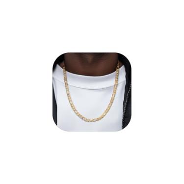 Imagem de Colar de corrente Figaro de 3 a 13 mm da ChainsHouse em aço inoxidável/corrente de elos de fígaro banhada a ouro 18 K para homens e mulheres, 45,7 a 76,2 cm, joias modernas