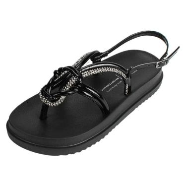 Imagem de Sandália Flatform Conforto Pratico Strass Brilhante Dakota