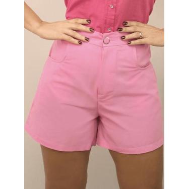 Imagem de Short Feminino Linho Com Bolso Cintura Alta - Nifty, Rosa bebê, M