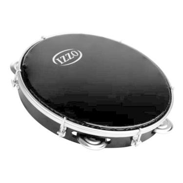 Imagem de 2X Pandeiro Profissional Izzo Pele Preta 10 Corpo Abs 6480 C