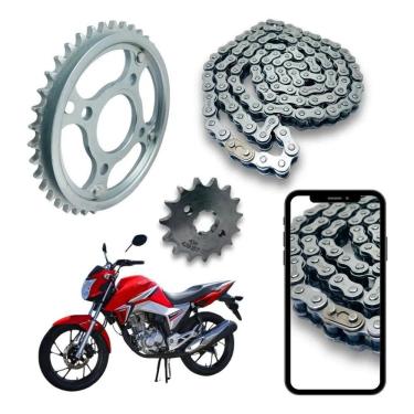 Imagem de 2X Kit Relação Cg 160 Titan Fan Start Transmissão Aço 1045