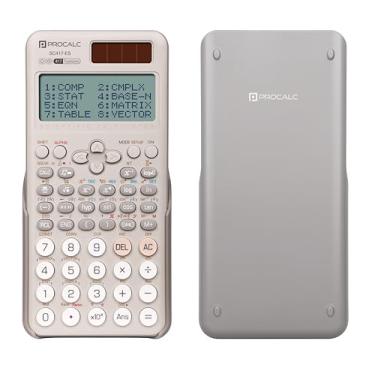 Imagem de CALCULADORA CIENTIFICA PROCALC 417 FUNÇÕES, VISOR TEXTO NATURAL, CAPA PROTETORA, DUAL POWER, CINZA