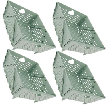 Imagem de 4 coadores e escorredores dobráveis, cesta de armazenamento dobrável, cesta de drenagem de pia, conjunto de escorredor de cozinha que economiza espaço para frutas, legumes e massas (verde)