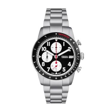 Imagem de Fossil Relógio masculino Sport Tourer Quartz aço inoxidável cronógrafo, cor: prata/preto (modelo: FS6045), Prata, Sport Tourer