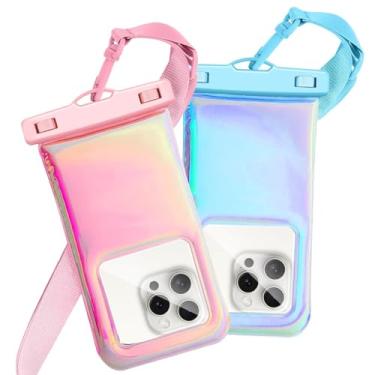 Imagem de Bolsa de telefone flutuante à prova d'água 2 Pax para iPhone 17 16 Pro Max/15/14/13/12, bolsa seca para celular de viagem IP68, bolsas essenciais para navio de cruzeiro de praia com cordão transversal