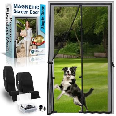 Imagem de Porta de tela magnética de malha de fibra de vidro – tela de rede de porta suspensa com fechamento automático resistente com fechos magnéticos – disponível em 5 cores e muitos tamanhos – da Sentry