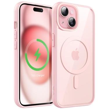 Imagem de JETech Capa Magnética para iPhone 15 6,1 Polegadas Compatível com MagSafe, Case Protetora, Moldura de TPU Fosco, Capinha Parte Traseira Transparente Antiarranhões (Rosa)