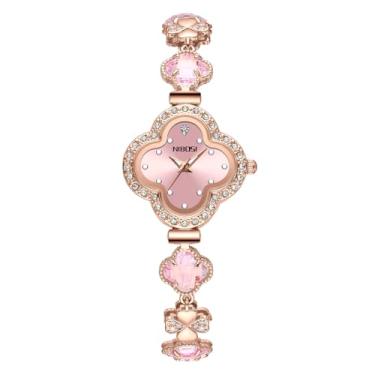 Imagem de NIBOSI Relógio feminino pulseira de cristal diamante feminino pequeno moda luxo fino à prova d'água quartzo meninas presente esposa relógio de pulso verde, L2617pink, L2617