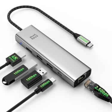 Imagem de Hub USB-C, estação de ancoragem para laptop 7 em 1, adaptador multiportas com HDMI 4K, LAN 2,5G, portas USB-A/C de 10 Gbps, carregamento de passagem PD 85W, compatível com Surface, M1, M2, M3, HP