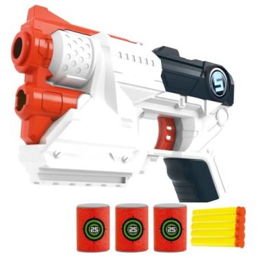 Imagem de Pistola Brinquedo Lança Dardos 9 Peças com Alvo - Diversão Segura para Crianças, Tiro ao Alvo, Presente Criativo, Estímulo à Coordenação e Brincadeiras em Família