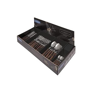 Imagem de Faqueiro com 180 Peças Cabo Plástico Marrom Freijo Linha Essencia