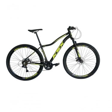 Imagem de Bicicleta Aro 29 Ksx Sd7 Feminina 21v Cabos Internos Alumínio Freios A Disco Garfo Suspensão Preto Amarelo Tamanho 17