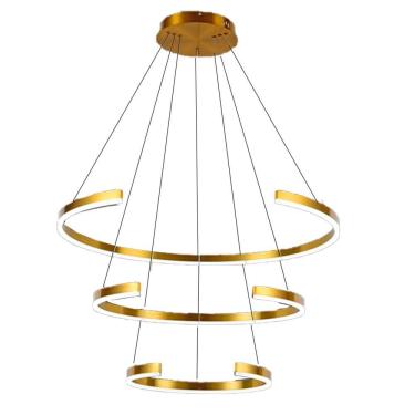 Imagem de Luminaria Lustre 3 Aneis Arco Led 94W Perfil Luxo Pendente Recepçao Sala Quarto Comercial Residencial Luz Ambiente Moderno