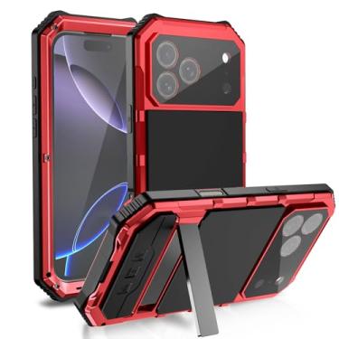 Imagem de Capa de telefone de metal compatível com iPhone 17 Pro com Gorilla Glass alumínio suporte magnético controle de câmera capa resistente resistente [proteção militar contra quedas de 3 metros] Capa