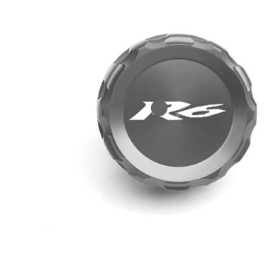 Imagem de BYYINGSUS Acessórios de motocicleta Peças universais Personalidade Tampa decorativa de tanque de óleo de freio traseiro compatível com Y&AMAHA YZF R1 R3 R6 (titânio R6)