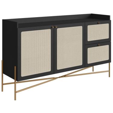 Imagem de Aparador Balcao Buffet 139 Cm Pes Metal 28969 Oslo Nero Artesano