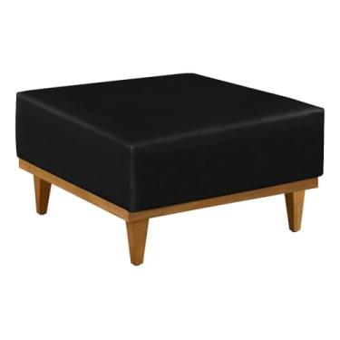 Imagem de Puff Dubai Retangular Centro Corino Luxo Decor, para Sala de Estar - Lar Estilo (Preto)
