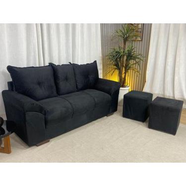 Imagem de Sofá 3 Lugares Chile com Puff Alpoim Preto 601