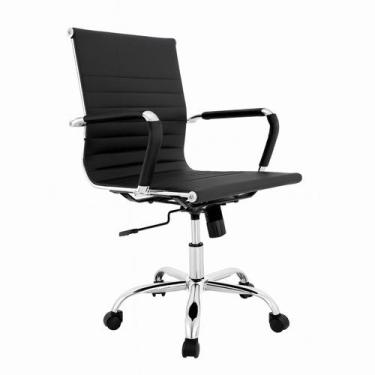 Imagem de Cadeira Escritório Giratória Ergonômica Ajuste Altura Rodinhas Preta -