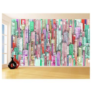 Imagem de Papel De Parede Cidade Arte Prédios Coloridos 3,5M Ncd376