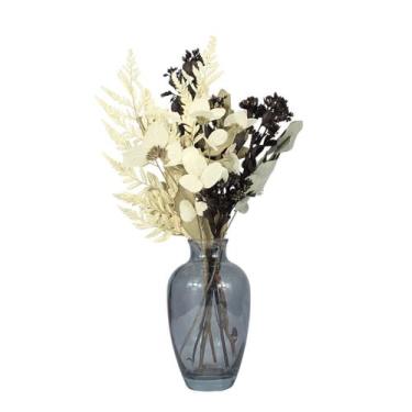 Imagem de Arranjo Floral Seco no Vaso de Vidro Decorativo - Preto - Pense Flores