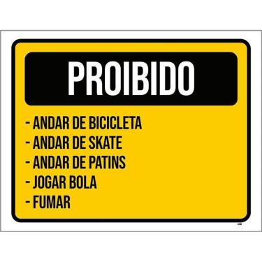 Imagem de Placa Sinalização - Proibido Andar Bibicleta Patins 36X46