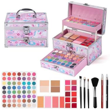 Imagem de Hot Sugar Kit de maquiagem para adolescentes com estojo de trem, conjunto de maquiagem portátil para iniciantes, kit de maquiagem e beleza para meninas (UNICORN)