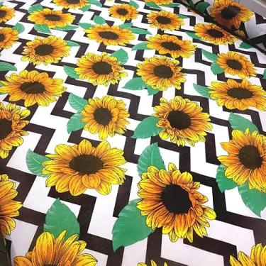 Imagem de TNT toalha Estampado Floral Chevron com Girassol 2.00m X 1,40m