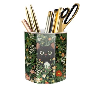 Imagem de WAVEYU Suporte de caneta, copo de lápis para mesa, organizador de mesa fofo, pincel decorativo de cerâmica durável, acessórios de mesa, artigos de papelaria elegantes para escritório, escola, casa