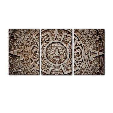 Imagem de Pacimo 3 peças de arte de parede moderna calendário maia antigo imagens pinturas impressas em tela calendário asteca impressões giclée arte arte galeria embrulhado esticado e emoldurado pronto para