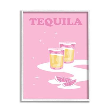 Imagem de Stupell Industries Tipografia de coquetel de cozinha com fotos de tequila rosa ousada, design da Birch&Ink