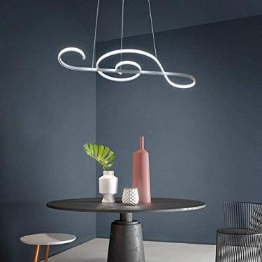 Imagem de Luminária pendente moderna LED, lustre, lustre LED branco amarelo luz quente curva, lustre simples na sala de jantar, sala de estar e escritório (cor: luz quente)
