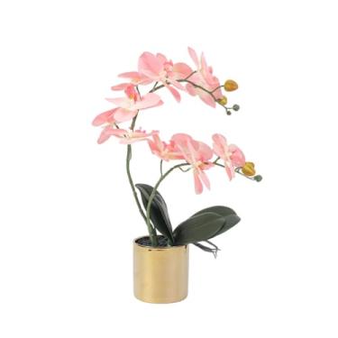 Imagem de Airbirhom Flores artificiais de orquídea de 43 cm, flores roxas artificiais realistas em vasos para banheiro, cozinha, casa, escritório, sala de estar, mesa, decoração interna e externa