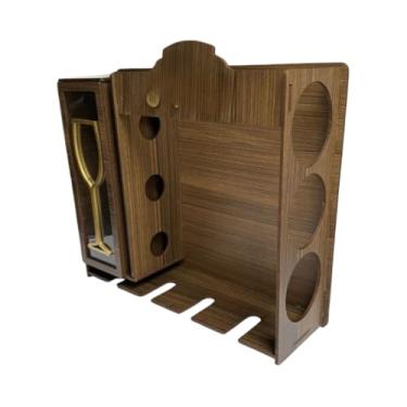 Imagem de Adega De Parede Para Barzinho Em | Com Suporte Para Rolhas E Porta TaçAs | Organizador Completo Para Garrafas E AcessóRios De Vinho(Marrom escuro)
