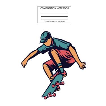 Imagem de Skateboarding Composition Notebook: Wide Ruled 100 Pages Writing Journal For Skateboarders, For Skateboard Fans, Sports Lovers, Back To School Students, Notes For Kids And Teens
